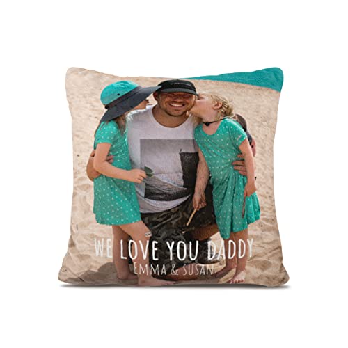Personalisiertes Fleece-Kissen Mit Eigenem Foto & Text | Individuelles Fotokissen Mit Füllung | Doppelseitig Bedrucktes Kissen Selbst Gestalten | Fotogeschenk