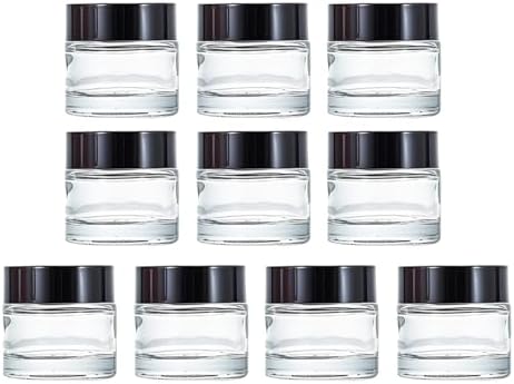 10Packs Thicken Clear Glass Jars with Black Lids 10ml Mini Round ...