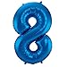 Produktbild Folienballon 86 cm Blau Zahlenballon, Luftballon, Geburtstag, Zahl für Helium und Luftfüllung geeignet (Zahl: 8)