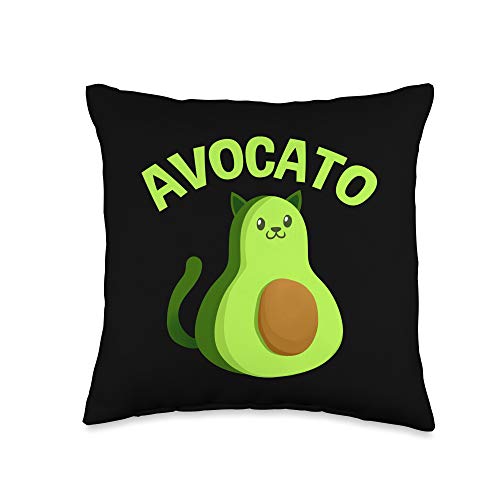 Cute Avogato Cat Lover Avocado Throw Pillow
