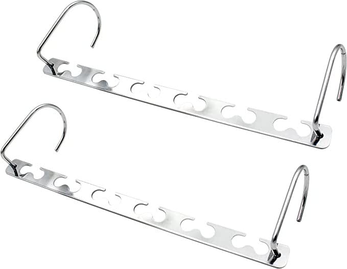 Dreamons link Magic Hook Hangers | Wonder Metal Hangers | Space Saving, Hanger Organizer, Chrome Metal Hooks | Suitable with All kind of Hangers (2 Pack, Metal (Silver))