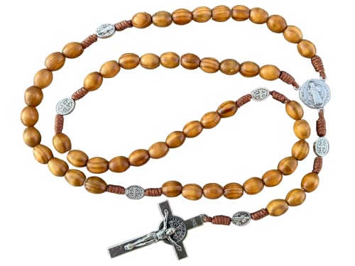 Religious Gift For Men Women Her Him, Handmade Saint Benedict Rosary Chaplet With Olive Wood Prayer Beads by MedjugorjeSouvenirs