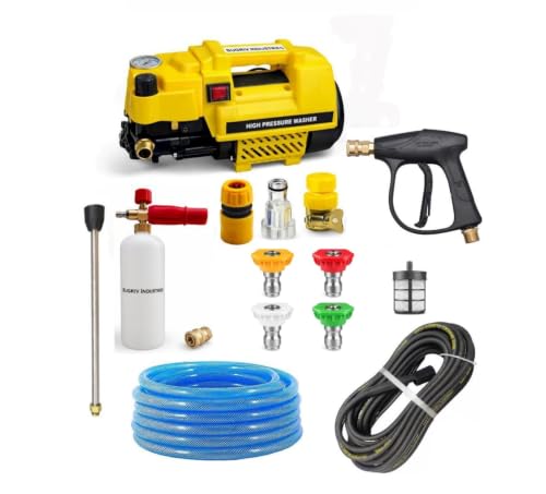 Image of Adjustable Pressure Washer with Pro Accessories 1 Litre Foam Cannon || 7 Quick Connect Nozzles || 2200W Power || 160 Bar Pressure || 12 L /min Flowrate