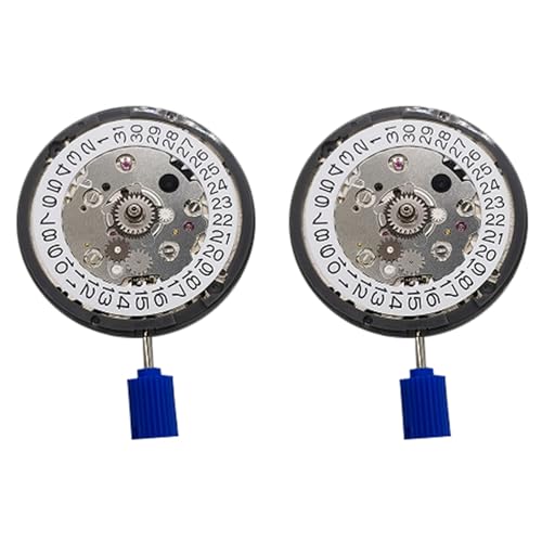 2X NH34 Hochpräzises Uhrwerk NH34 GMT-Funktion Kalender 3 Uhr Automatikwerk - Weißer Kalender
