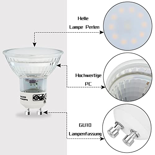 Homefire 10er GU10 LED Glühbirne Warmweiß Leuchtmittel 4W Glühlampe PAR16 Einbaustrahler Abstrahlwinkel 120 ° Strahler Spot 3000K Küchenlampe Deckenstrahler für Deckenspot Wandspot Wohnzimmer