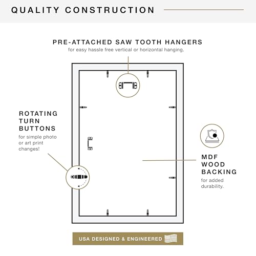 MCS Studio Gallery Classic 12x18 Picture Frame Black Woodgrain, Vertical & Horizontal Wall Hanging Large Picture Frame for Photos, Posters & Art Prints (1-Pack)