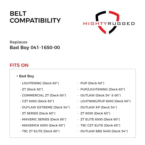 Image of MightyRugged 041-1650-00 Deck Belt Replacement for Bad Boy Mowers - Belt Length 167.75 inch - Heavy-Duty, Durable, Aramid Cord Deck Replacement for 041-1650-00 Bad Boy Belt