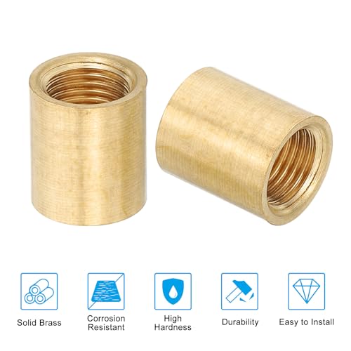 Image of PATIKIL Lamp Pipe Brass Coupling Nut, 3 Pcs 15mm Long M10 Fine Round Thread Sleeve Lamp Pipe Adaptor Rod Connector Hardware for Light Fixture Assembly or Repair, 13mm OD.