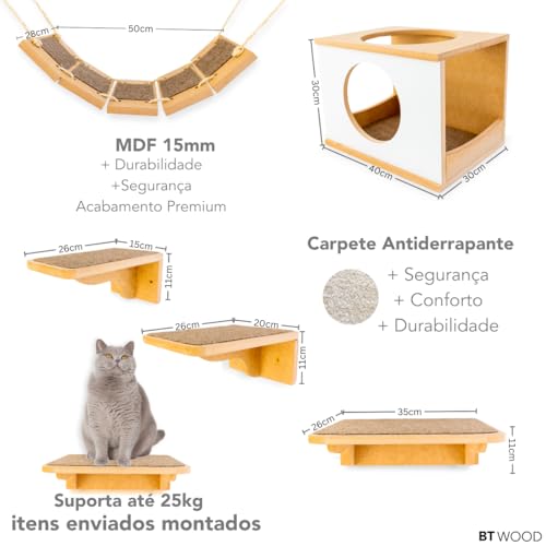 Playground Para Gatos 9pçs Já Montados Resistente Com Kit Fixação Premium