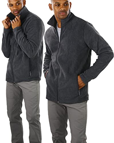 Image of ToBeInStyle Men's Zip Up Long Sleeve High Collar Polar Fleece Jacket