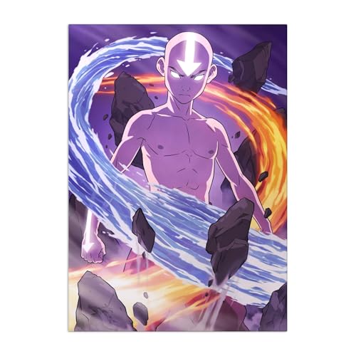 Displate   Póster de Metal   Montado con Imán   Avatar: The Last Airbender   Character Elements   Aang Avatar State   Taille M   32x45cm Matt