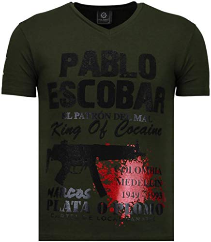 Local Fanatic Camisetas – Pablo Escobar Narcos Rhinestone Camisetas Personalizadas – Verde