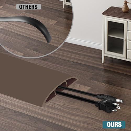 Image of Floor Cord Cover, Cable Protector, 0.63W x 0.31H inches, Wire Cover for Extension Cords, Floor Cable Covers Prevent Cable Trips (Brown, 50-3.3 Feet)