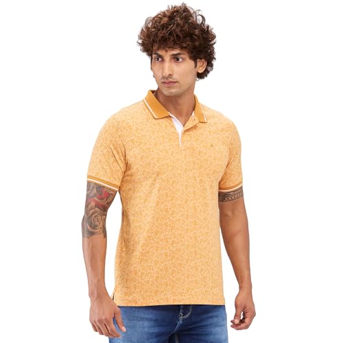Image of Raymond Men's Modern Fit Print Pattern Pure Cotton Half Sleeve Polo Casual T-Shirt