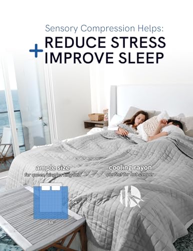 Image of YnM King Size Cooling Weighted Blanket for Adults (88x104 Inches, 30 Pounds, Light Grey), Perfect for Hot Sleepers with Cooling Rayon /Glass Beads, Heavy Bed Blanket for Couple on Queen or King Bed