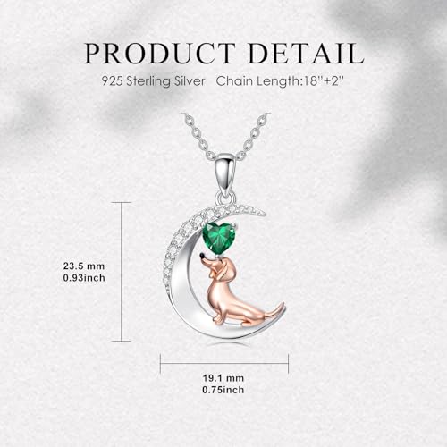 Image of PROESS Animal Birthstone Necklace 925 Sterling Silver Otter /Axolotl /Hippo /Elephant /Dachshund /Monkey /Red Panda Pendant Necklace Animal Birthstone Jewelry Gifts for Women