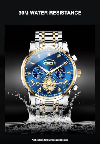 HORIZEN Stainless Steel Chronograph Luxury Analogue Watch for Men - Image 6