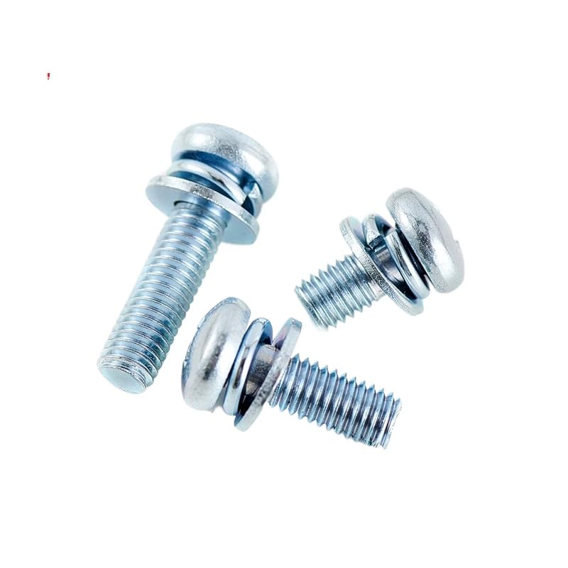Tornillos SEMS de cabeza plana Phillips de acero galvanizado con arandelas de resorte planas M2.5-M6 (M5 x 20 mm, 200 piezas)