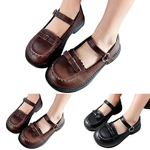 Fashion Spring and Summer Children Casual Shoes Girls Flat Sole Thick Sole Solid Bowknot Buckle Party Big Size Boots (Brown, 4.5-5 Years Toddler)3