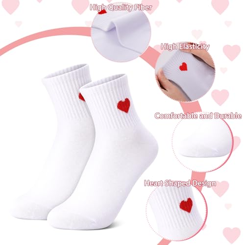 Image of Jspupifip Women's Cute Ankle Crew Socks, 5 /6 Pairs Novelty Fun Heart Casual Calf Sock, Cotton Athletic Running Socks 5.5-8.5