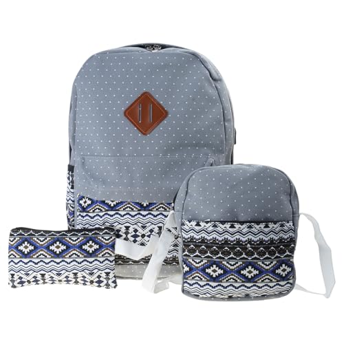 Sac à dos voyage école grand volume 3 pièces avec sacoche et trousse grise