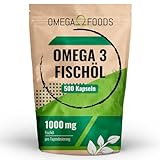 Omega 3 Fischöl Kapseln – 500 Kapseln Hochdosiert – 1000mg Fischöl und...