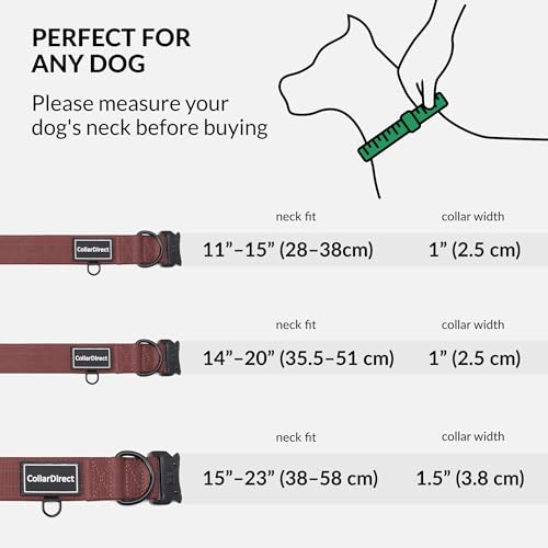 Robustes Hundehalsband für Große & Mittelgroße Hunde – Verstellbar, Doppellagiges Nylon, Metallschnalle, Reißfest & Ideal für Aktive Hunde (Rostrot, Groß (38-58 cm))