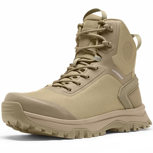 Image of Coostar Tactical Boots for Men Lightweight Military Combat Boot Side Zipper Motorcycle Hiking Work Boots Waterproof 8 Inches