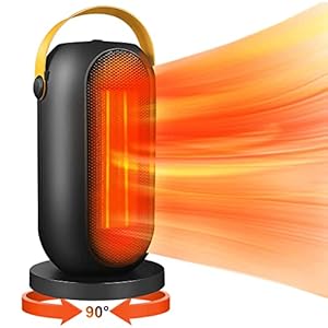 Keramische ventilatorkachel, 1200 W, energiebesparend, stil, draagbare warmtestraler, badkamer met 90 graden oscillatie, PTC-keramische verwarming, elektrisch, 3 standen, 20 m², slaapkamer, kantoor, badkamer, woonkamer