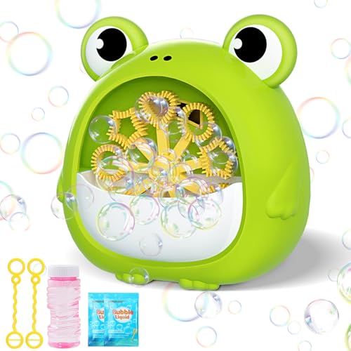 Getatoy Frog Bubble Machine Toys for Kids 3-8 Years Old: Bubble Blower Maker with 2 Solutions, Outdoor Party Toy, Birthday Gift for 3 4 5 6 7 8 Year Old Girls Boys