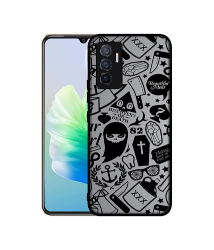 Image of Discover Or Death Design Premium 2D Printed Metal Back Case Cover for Vivo V23E 5G / Y75 4G