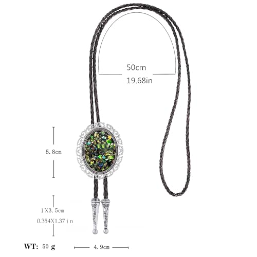 Image of Jeilwiy Bolo Tie for Men Real Stone Westwern Cowboy Ties Silver Bolos Women Leather Necktie Gift for Birthday Christmas