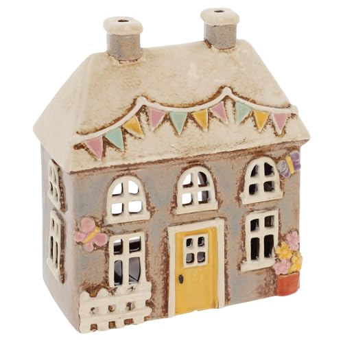 Shudehill Giftware Village Pottery Ceramic Tealight Holder Cottage Ornament Hand Finished Assorted Designs (Garden Butterfly House Tealight)