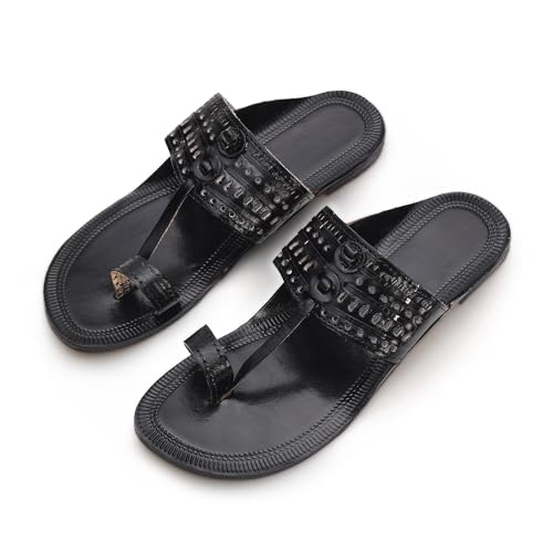 Image of Kolhapuri Chappal for Men Original, Semi-Premium Leather Semi-Handcrafted Traditional Kolhapuri Chappal for Man Formal Footwear for Weddings & Parties, Ethnic Wear & Daily Comfort