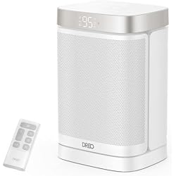 DREO Atom One Space Heater with Remote, 70°Oscillating Electric Heaters with Digital Thermostat, 1500W PTC Ceramic Heater, 12h Timer, Quiet Safety Heating, Portable Heater for Home Office