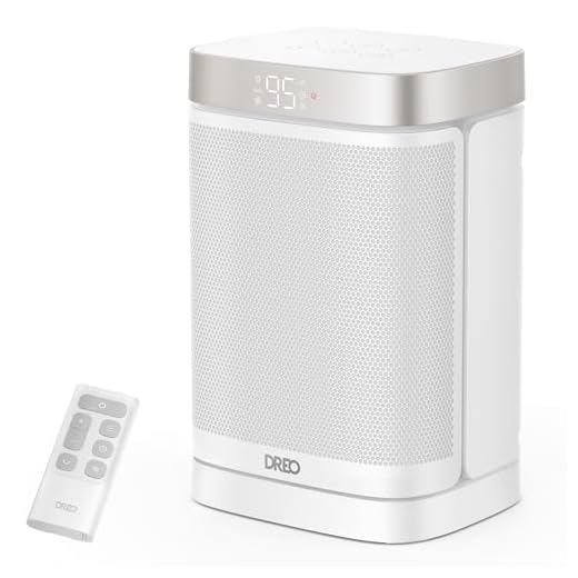 DREO Atom One Space Heater with Remote, 70°Oscillating Electric Heaters with Digital Thermostat, 1500W PTC Ceramic Heater, 12h Timer, Quiet Safety Heating, Portable Heater for Home Office