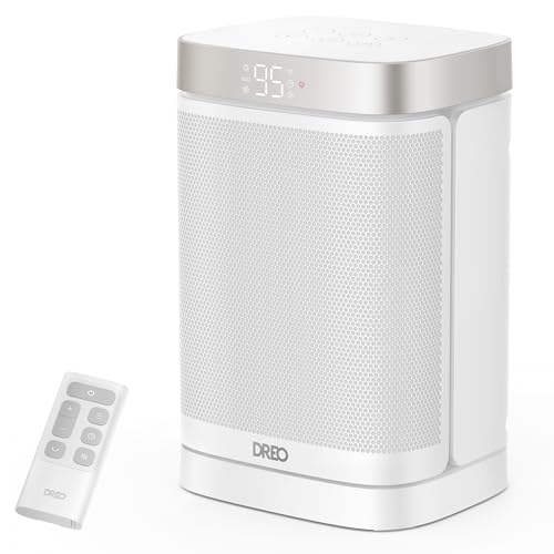 DREO Atom One Space Heater with Remote, 70°Oscillating Electric Heaters with Digital Thermostat, 1500W PTC Ceramic Heater, 12h Timer, Quiet Safety Heating, Portable Heater for Home Office by DREO - Used condition - US$26.56