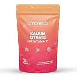 Ambrosial Kalium Tabletten - 1380mg kaliumcitrat Mit 500mg aktive Kalium - 120 Vegane Tablets - Mit 80mg Vitamin C - Potassium Citrate - 2 Monate Vorrat - Kaliumtabletten
