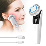 Face Massager, Gesichtsmassagegerät Gegen Falten, Radiofrequenz Gerät Gesicht, 4 In 1 Ems Anti Gegen Falten, 2 Modi, Blau Und Rotlichtlampe Gesicht Mit LED Anzeige Für Hautstraffung Geschmeidigkeit