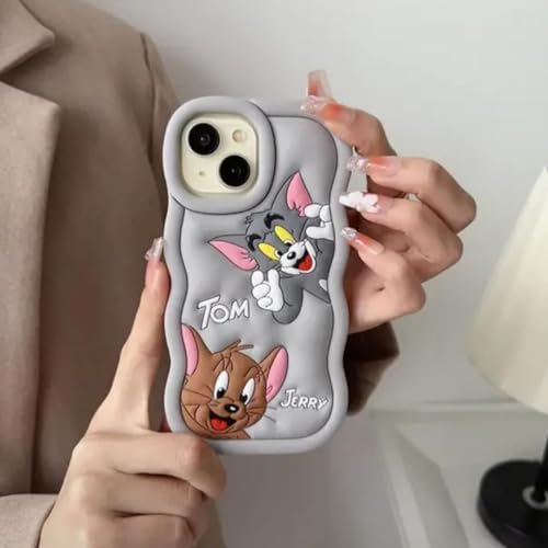 Image of MIDOS Back Cover Compatible with iPhone 14 Plus Soft Silicone 3D Cute Cartoon Full Protective Case for iPhone 14 Plus (Grey)