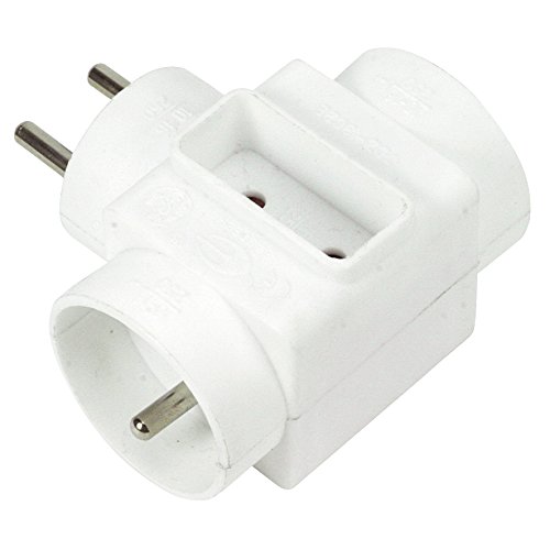 EXPERT LINE - Multiprise électrique, prise multiple - Triplite électrique 3 prises, multiprise électrique sans fil, multiprise électrique murale - 2Px16A + 1Px6A - Blanc - Protection enfant Cover