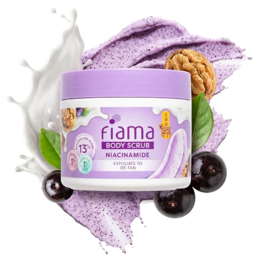 Image of Fiama Detan Body Scrub 200g, 1% Niacinamide + 1% Salicylic Acid, Chemical + Physical Exfoliation, 13% Resurfacing Blend, Sun-Tan Removal & Instant Brightness, Gourmet Fragrance