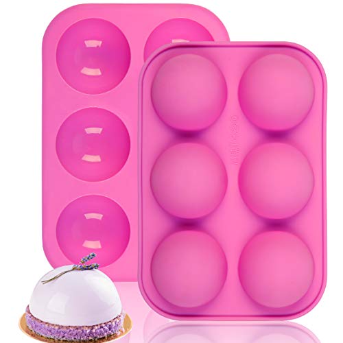 Medium Semi Sphere Silicone Mold 2 Packs Baking Mold for Making Hot Chocolate Bomb, Cake, Jelly, Dome Mousse - DIY Cake Mold, Half Ball Sphere Cake Mold, Festival Food Grade Silicone Cake Mold