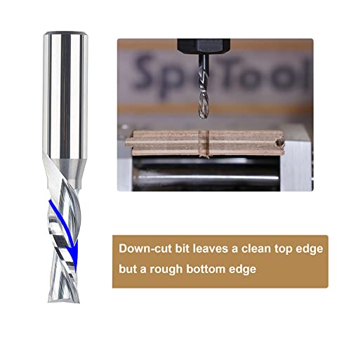 Spetool Spiral Downcut Router Bits With 3/8 Inch Cutting Diameter, 1/2 Inch Shank Hrc55 Solid Carbide Cnc End Mill For Wood Small Cut, Carving #TOP3