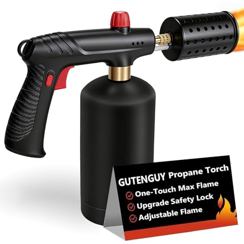 Image of Propane Torch with Adjustable Flame, Powerful Kitchen Torch Gun with Safety Lock & Cooling Vents, Blow Torch Flamethrower for Grill, Sous Vide, BBQ, Charcoal Lighter (Tank Not Included)