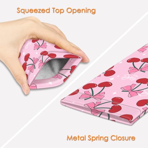 Image of FINTIE Soft Eyeglasses Case with Cleaning Cloth, Portable Squeeze Top Vegan Leather Glasses Pouch, Sunglasses Eyewear Bag