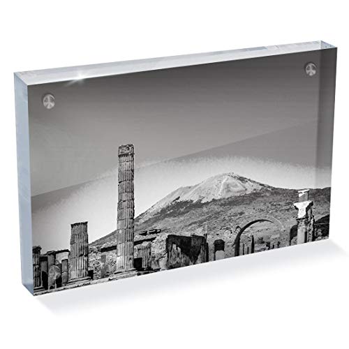 Destination Vinyl ltd - Bloque de fotos (acrílico, 6 x 4, BW, Monte Vesubio Italia Pompeia) | Escritorio de oficina Art 39297