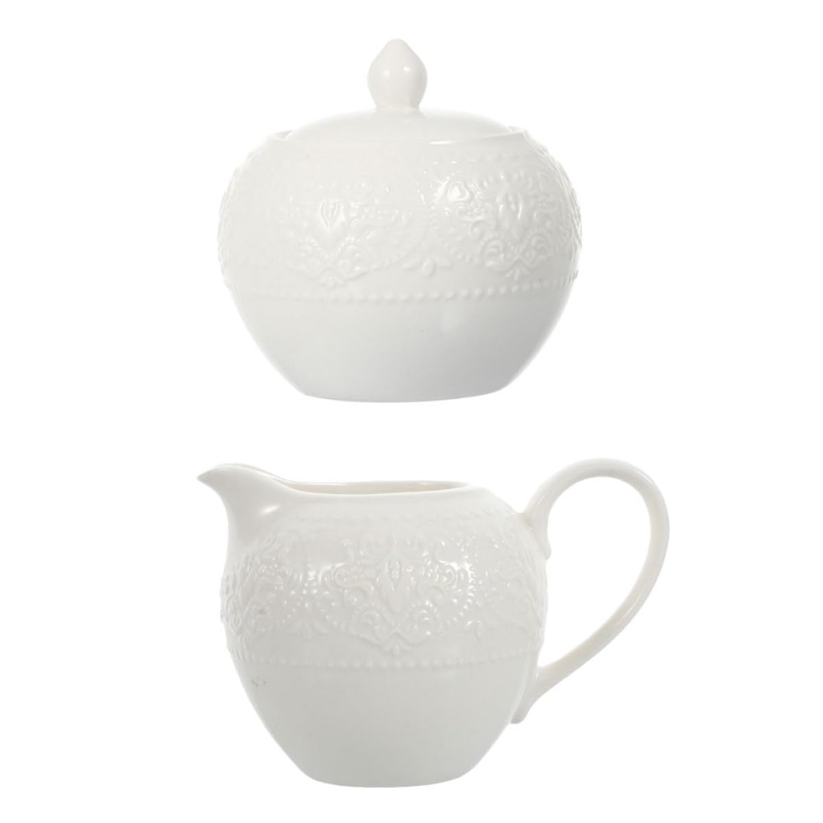 SHINEOFI Juego de Azucarero Tapa y Jarra de Leche de Cerámica 2 Piezas | Color Blanco, Diseño Simple y Práctico, Fácil de Limpiar, Estilo Elegante para Mesa y Servicio