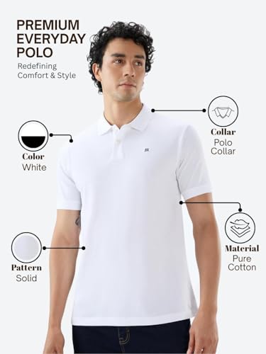 Image of Raymond Men Slim Fit Solid Pattern Pure Cotton Half Sleeve Polo Neck Casual T-Shirt