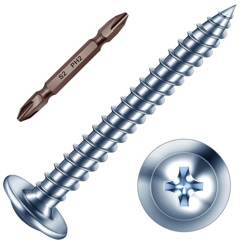 Mywish FE-HSZG-BLUE-M4.2-38-200PS 200Pcs #8 × 1-1/2 Inch Wood Screw, Phillips Truss Head Wood Screws, Quick Metal Self Tapping Screws, Wood Screws 1 1/2 Inch, Galvanized Iron Zinc Oxide Plated Steel cover